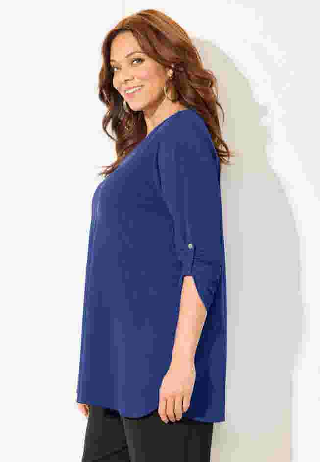 Dream Drape Zip V-Neck Top image number 3