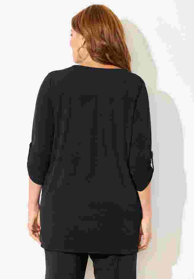 Dream Drape Zip V-Neck Top image number 1