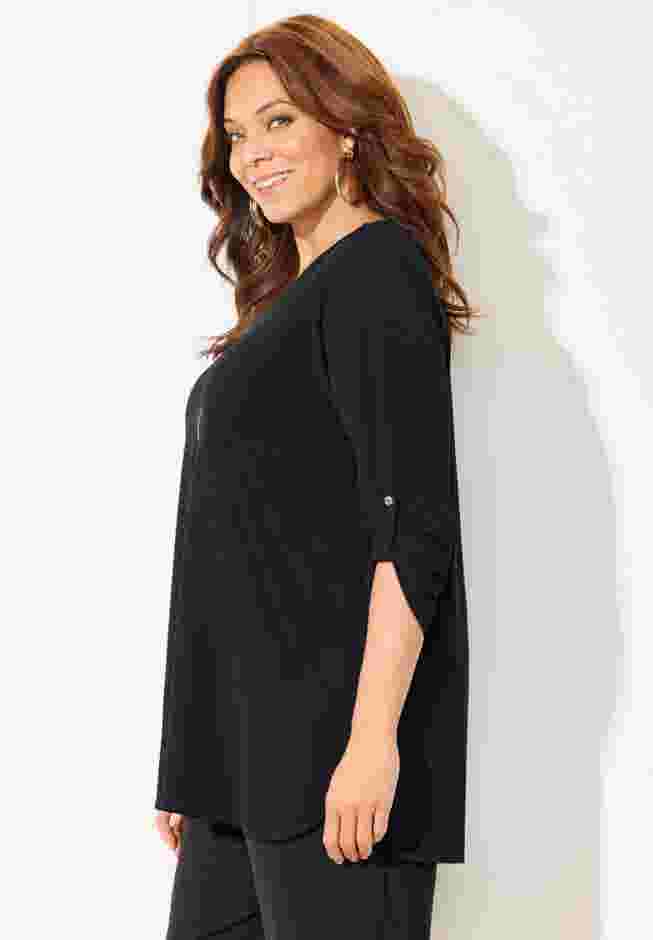 Dream Drape Zip V-Neck Top image number 2