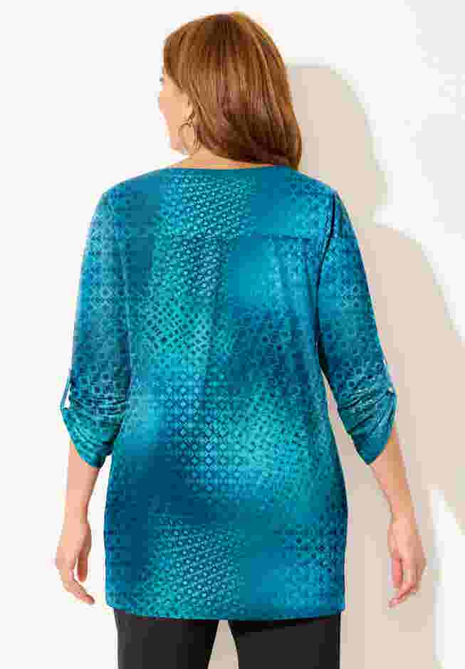 Dream Drape Zip V-Neck Top image number 1