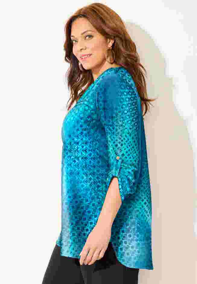 Dream Drape Zip V-Neck Top image number 2