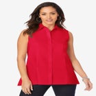 Stretch Cotton Poplin Sleeveless Shirt image number null