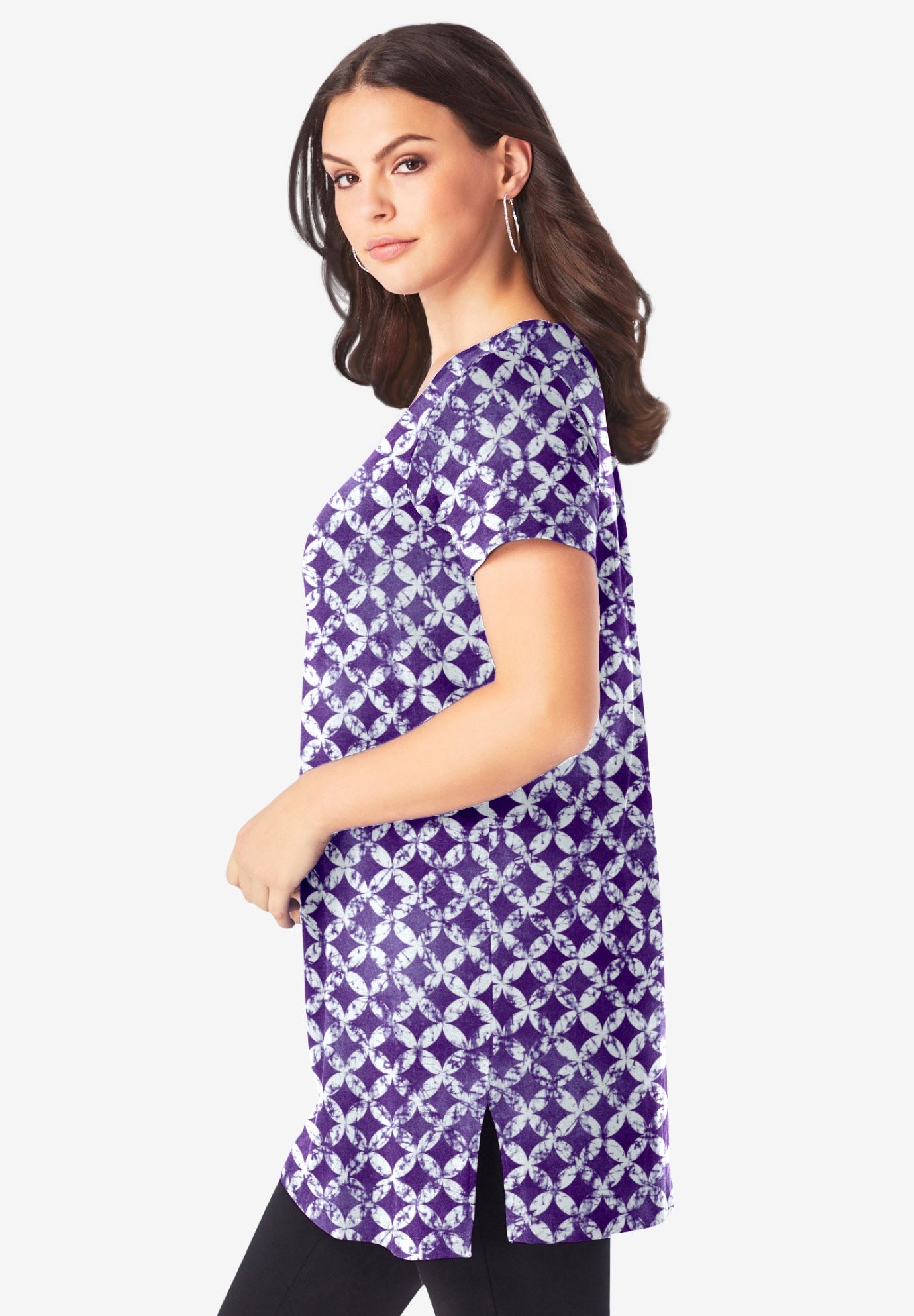 Plus Size Cotton Short Sleeve V-Neck Ultimate Tunic image number 2