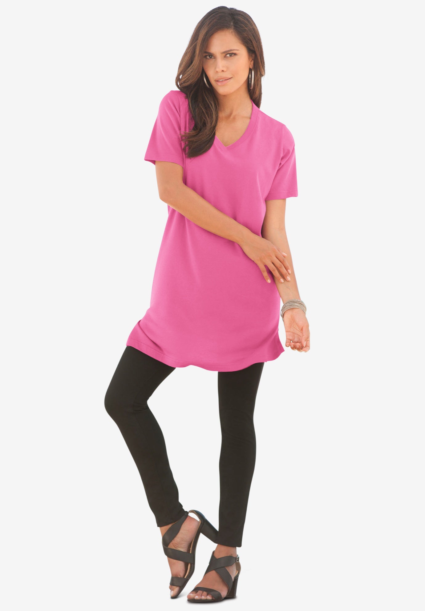 Plus Size Cotton Short Sleeve V-Neck Ultimate Tunic image number 0