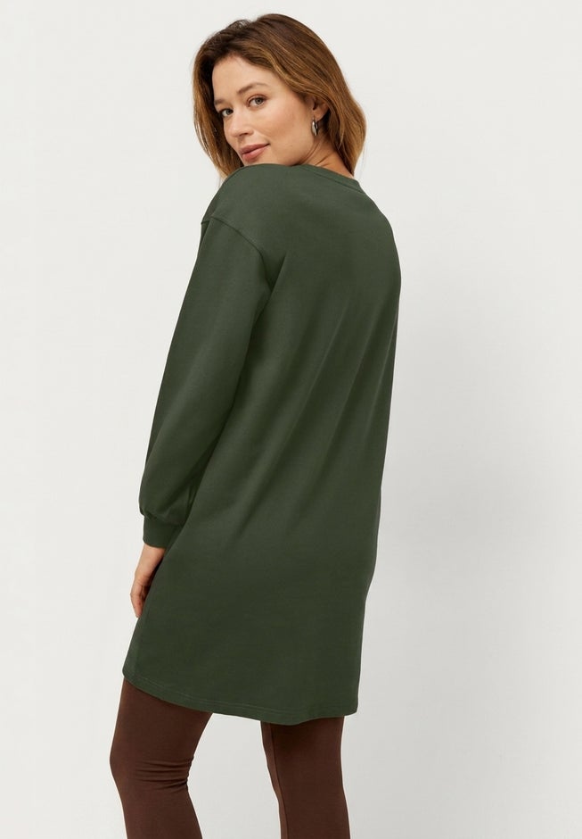 French Terry Blouson Sleeve Sweatshirt Tunic Dress image number 1