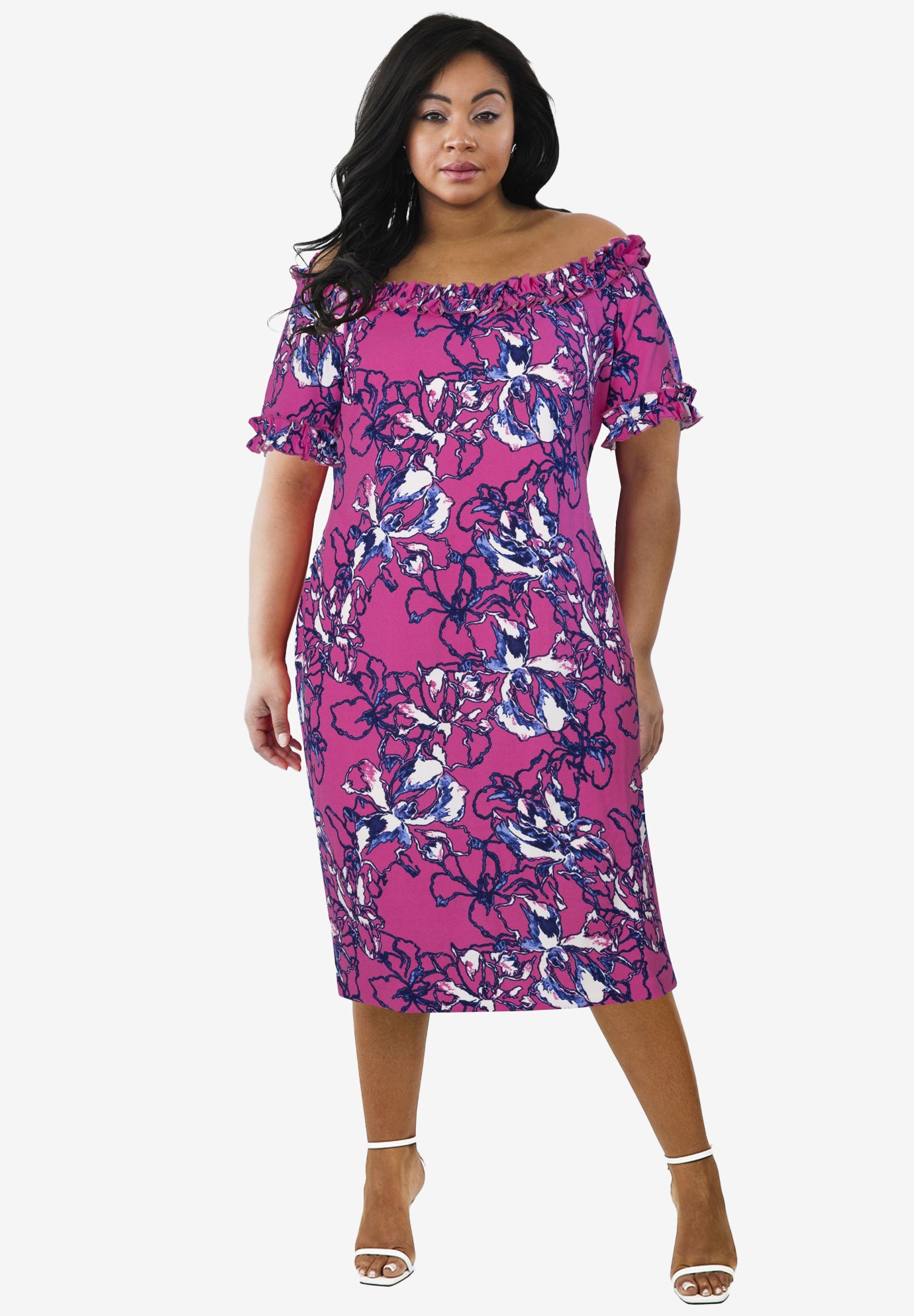 Misses Size Floral Midi Dress image number 0