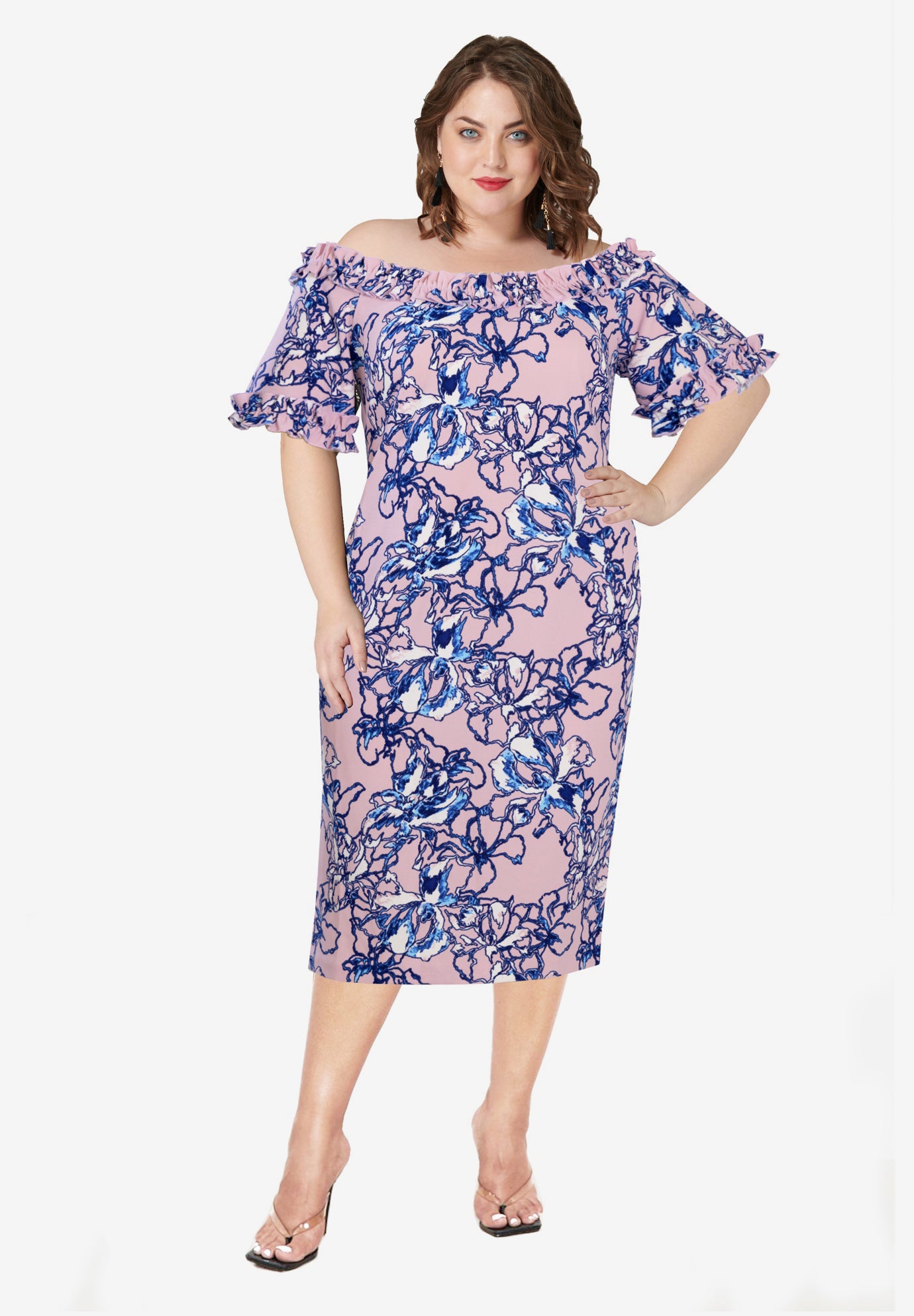 Misses Size Floral Midi Dress image number 0
