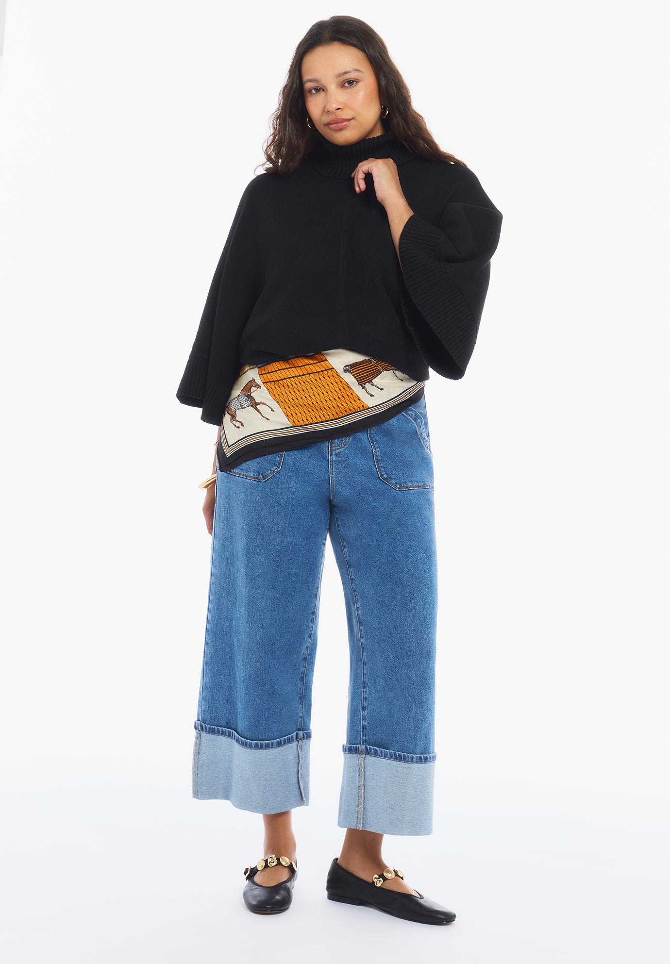 Wide-Sleeve Turtleneck Sweater image number 0