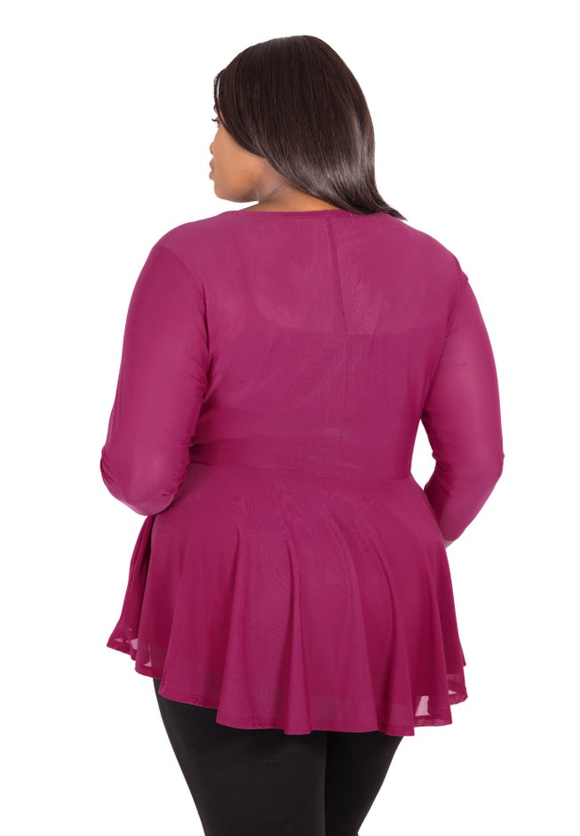 Three-Quarter Sleeve Mesh Top image number 1