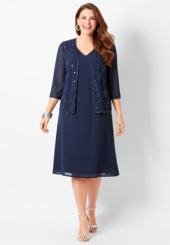 Flowy Floral Burst Jacket & Dress Duet image number 0