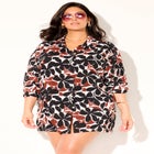 Oversized Buttondown Lounge Cover Up Shirt image number null