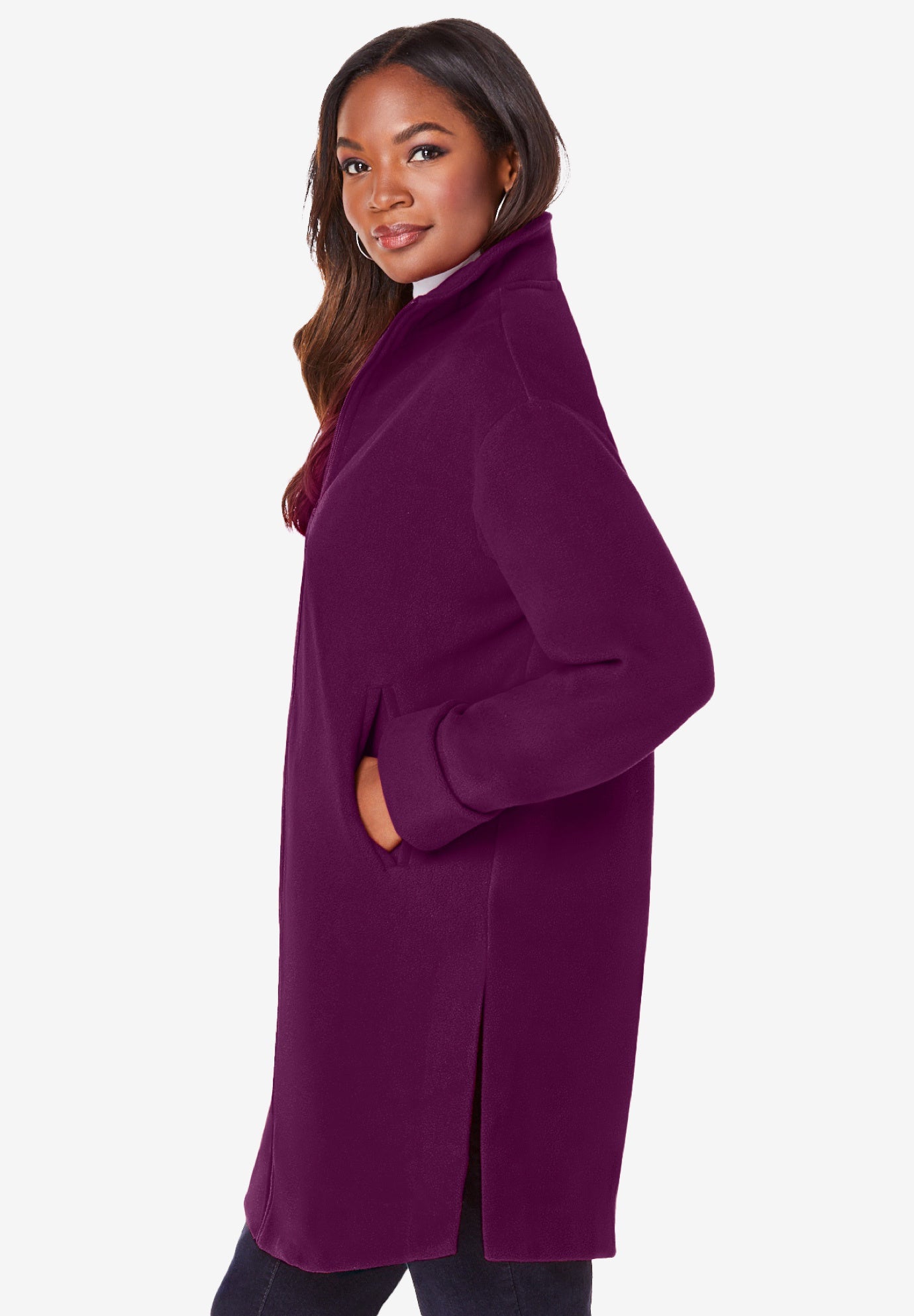 Plus Size Fleece Driving Coat image number 2