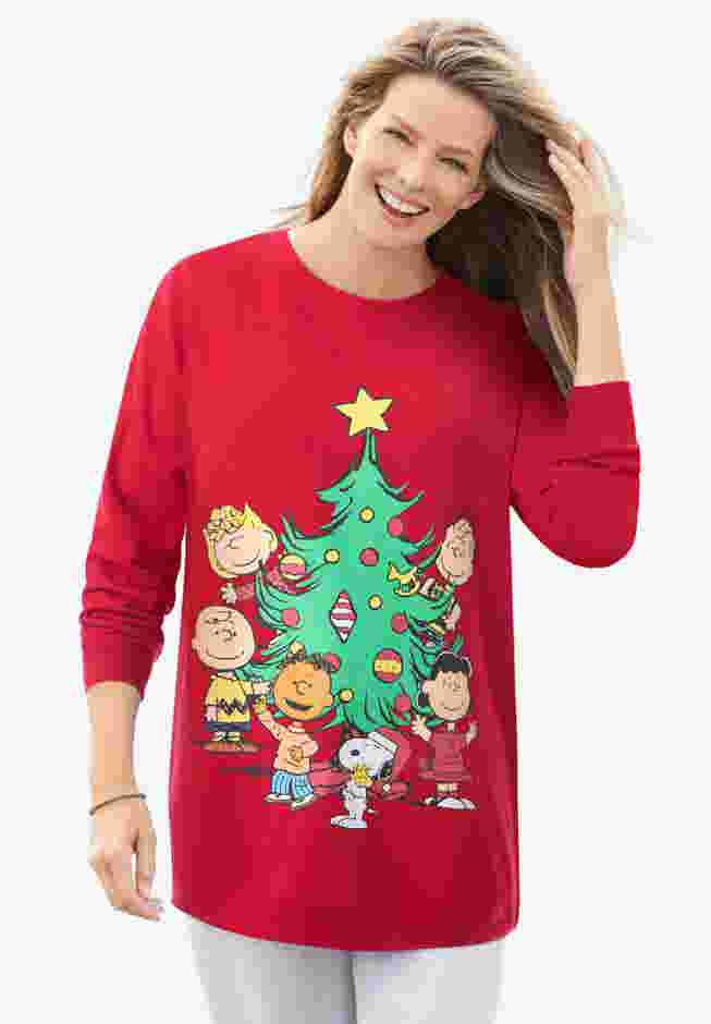 Red Peanuts Tree Sweatshirt image number 0