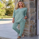 Plus Size Three-Quarter Sleeve Notch Neck Soft Knit Tunic image number 1