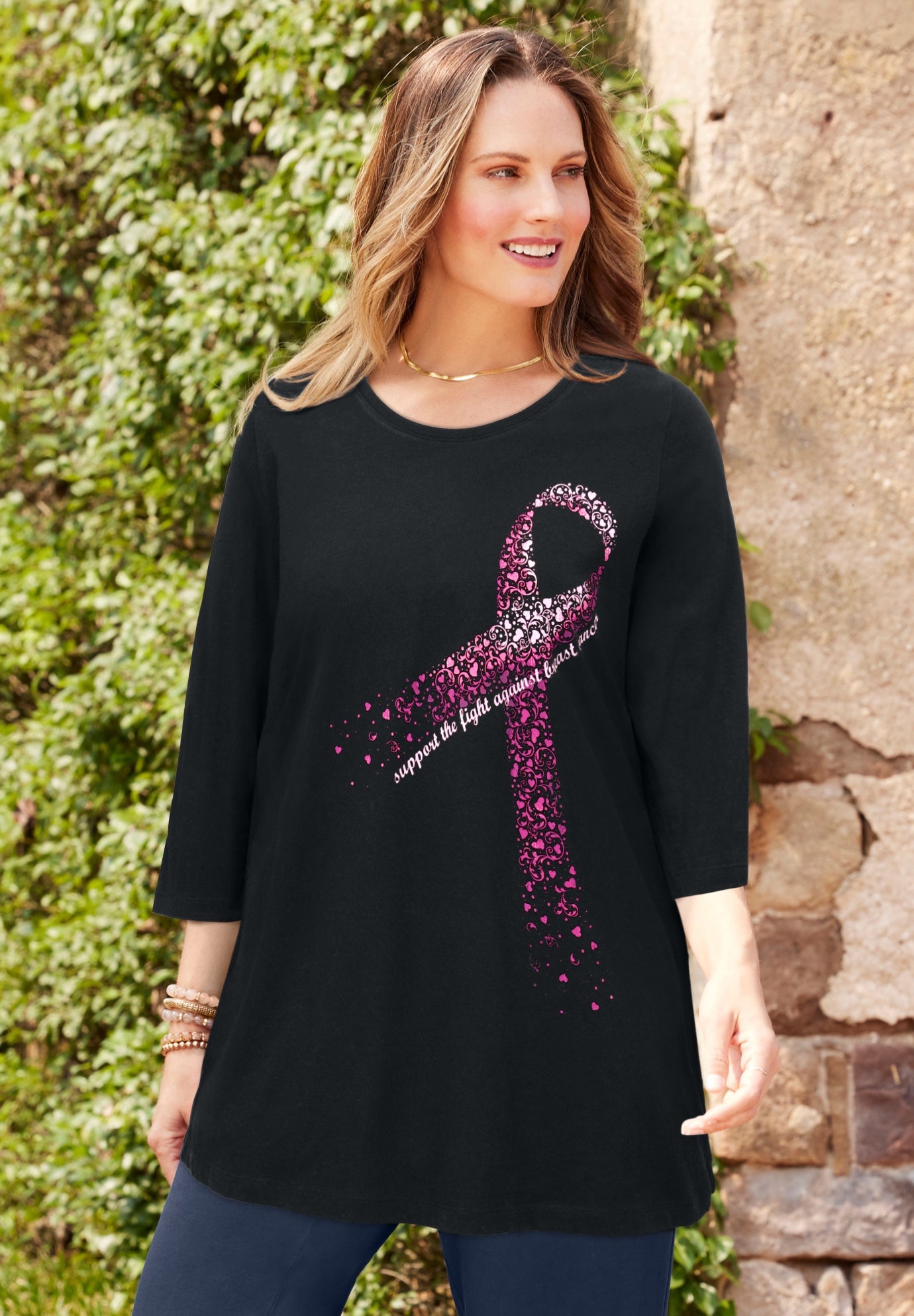 Scoopneck Breast Cancer Awareness Tee image number 0