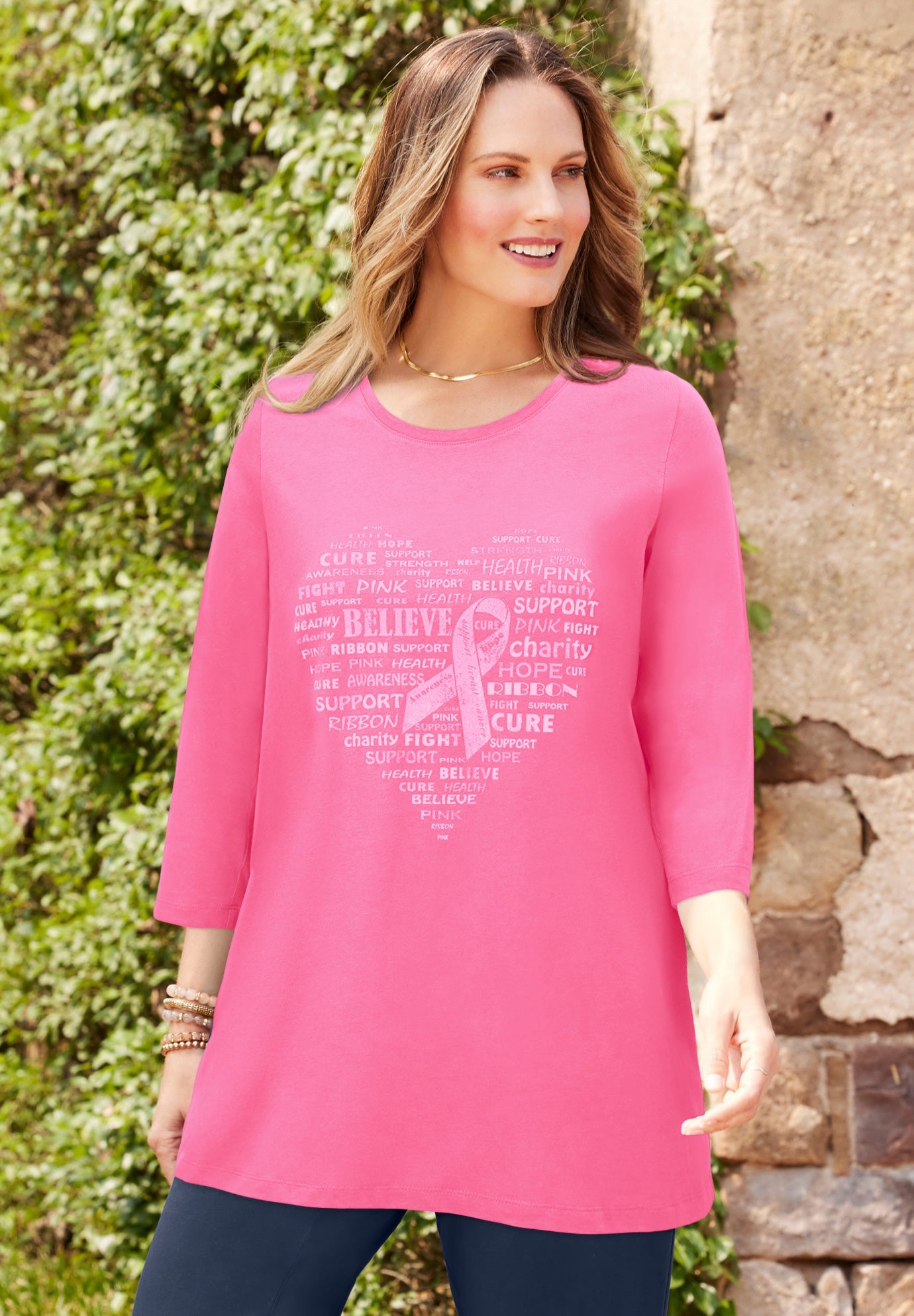 Scoopneck Breast Cancer Awareness Tee image number 0