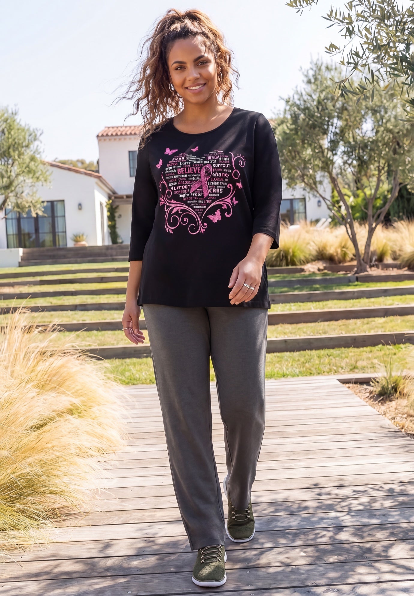 Scoopneck Breast Cancer Awareness Tee image number 1
