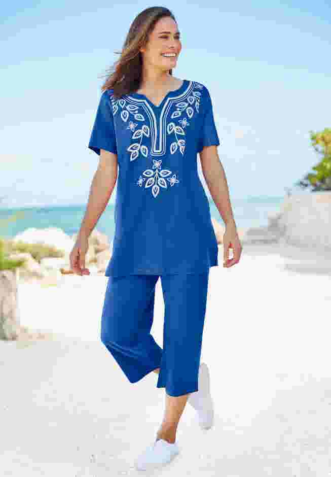 Printed Tunic and Capri Set image number 1