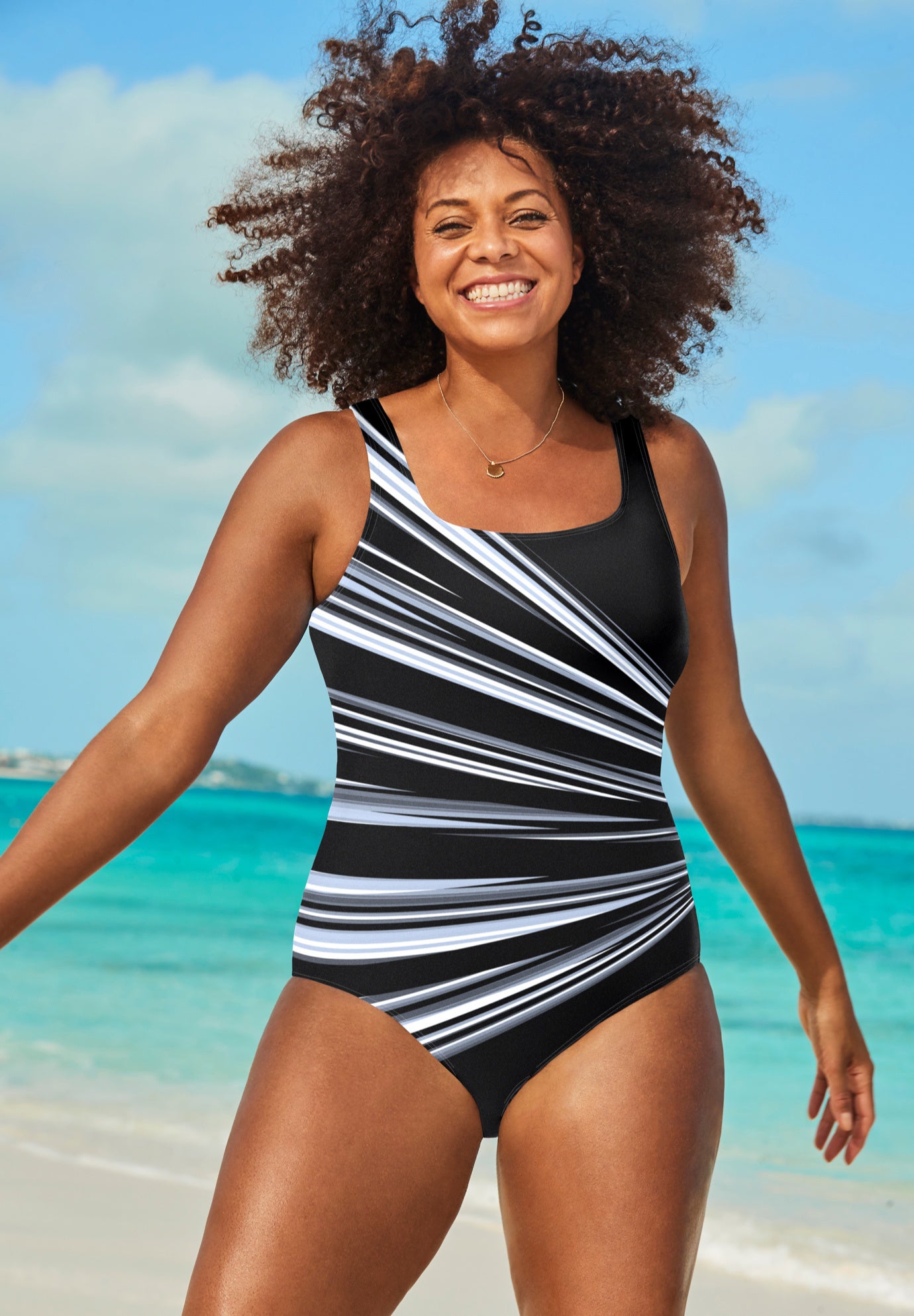Chlorine Resistant Square Neck Tank One Piece Swimsuit image number 0