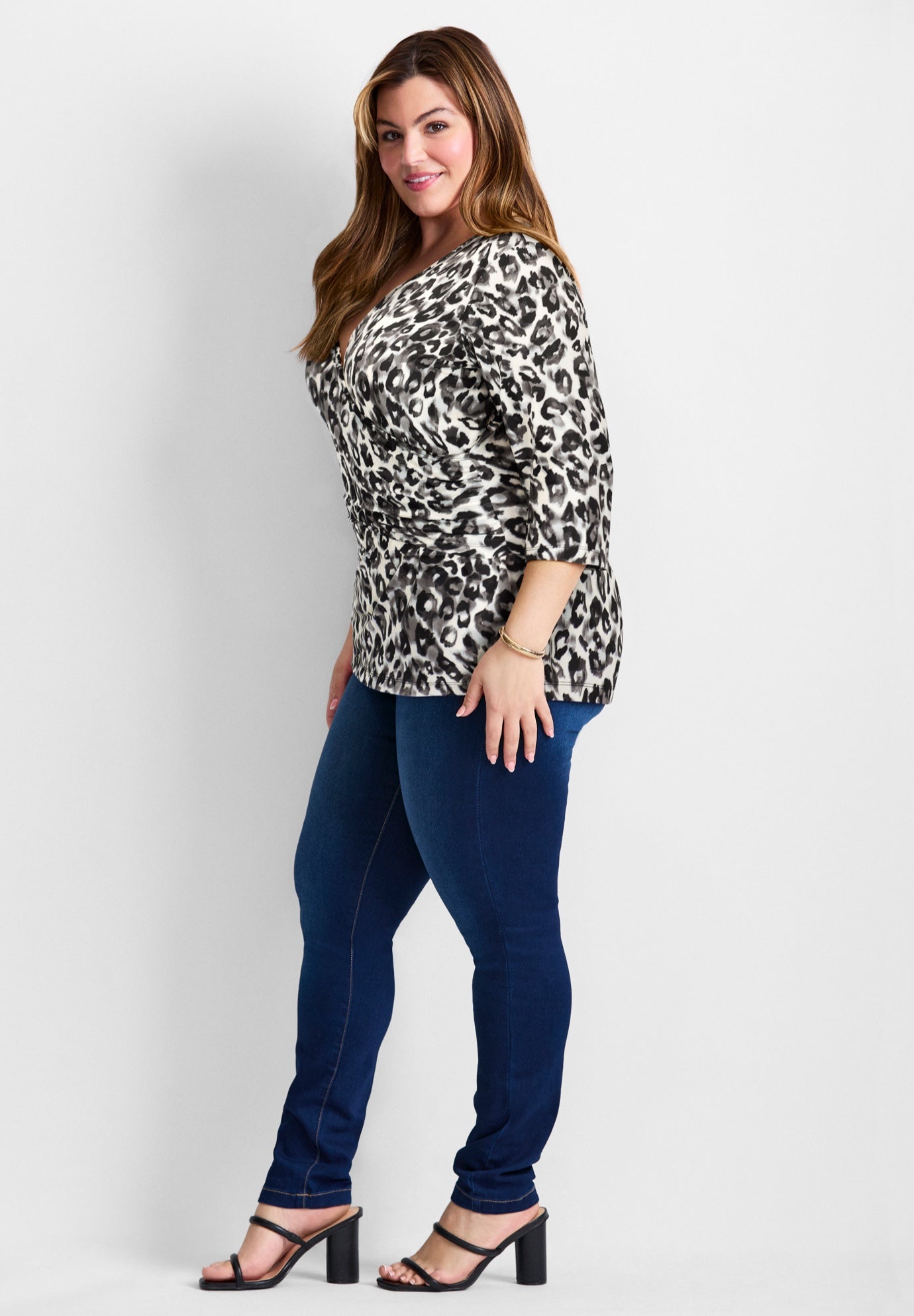 Side Ruched Faux Wrap Top image number 2