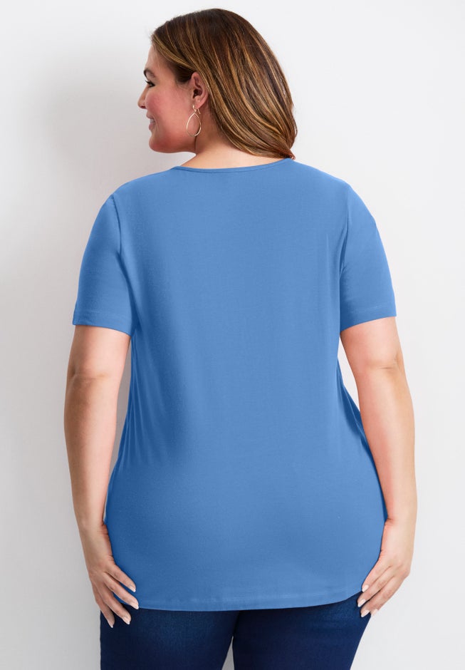 Triple Keyhole Short Sleeve Tee image number 1