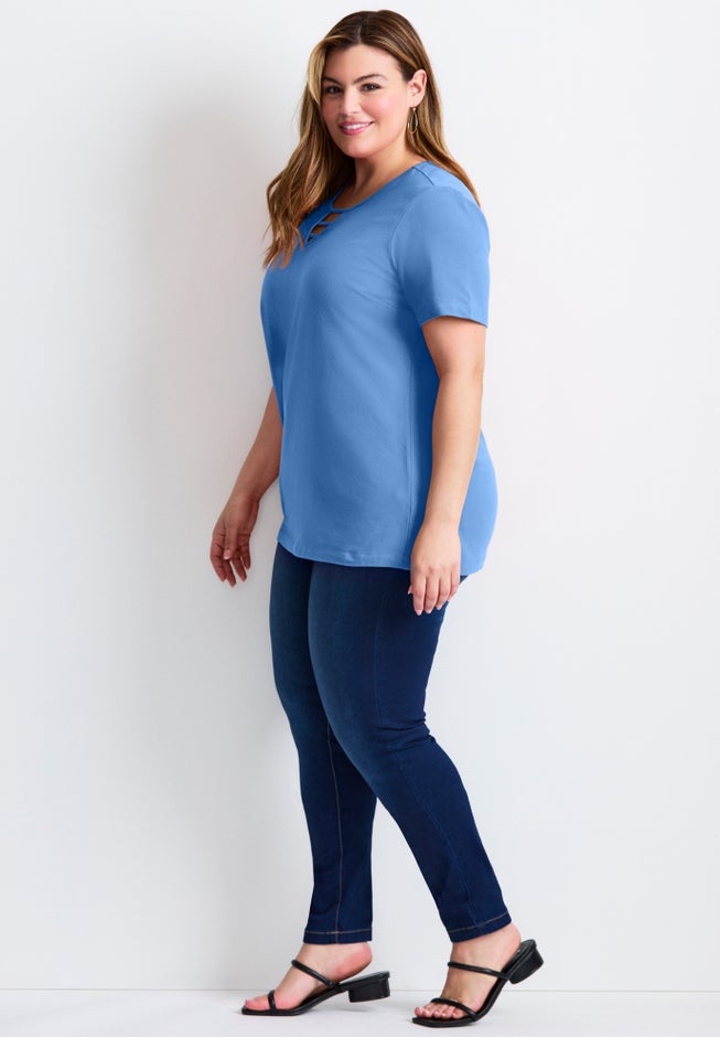 Triple Keyhole Short Sleeve Tee image number 2