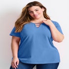 Triple Keyhole Short Sleeve Tee image number 0