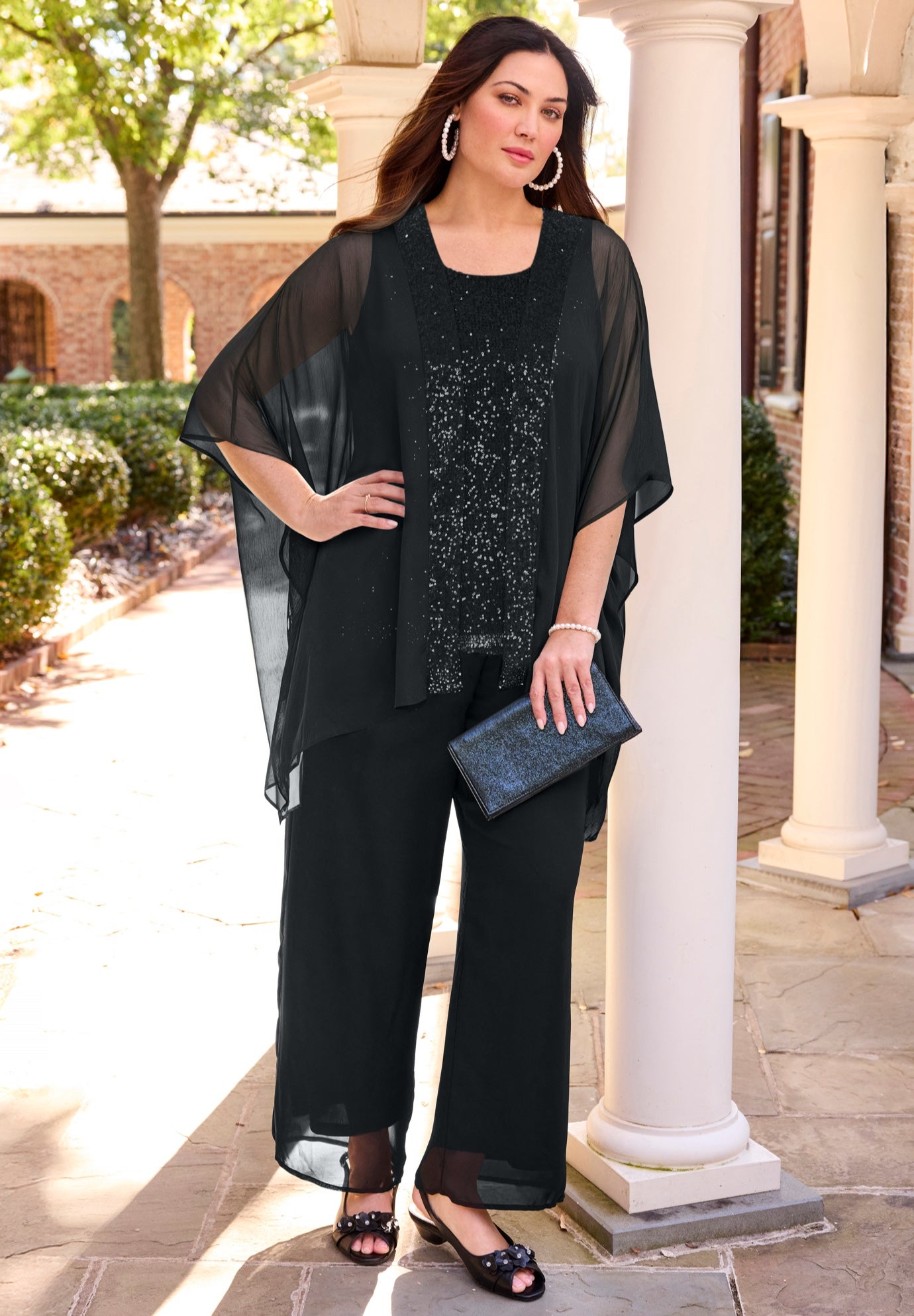 Sequin Georgette Cardigan & Tank Duet image number 0