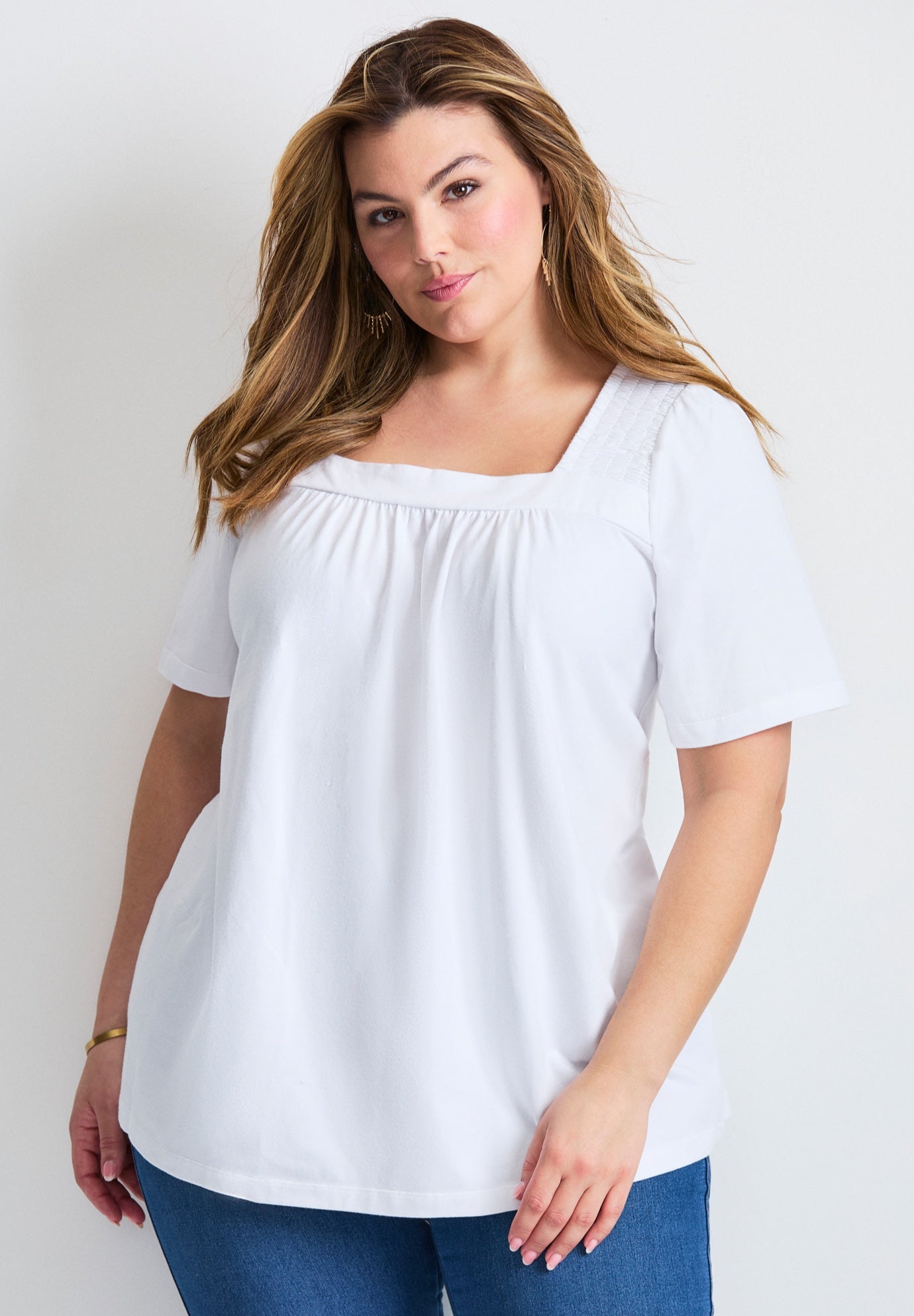 Smocked Squareneck Top image number 0