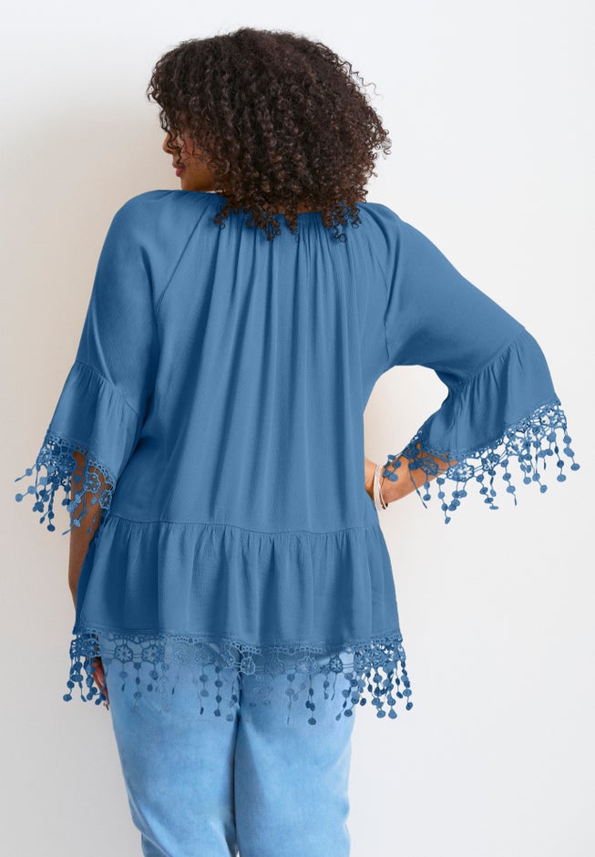  Crochet Fringe Trim Tunic image number 1