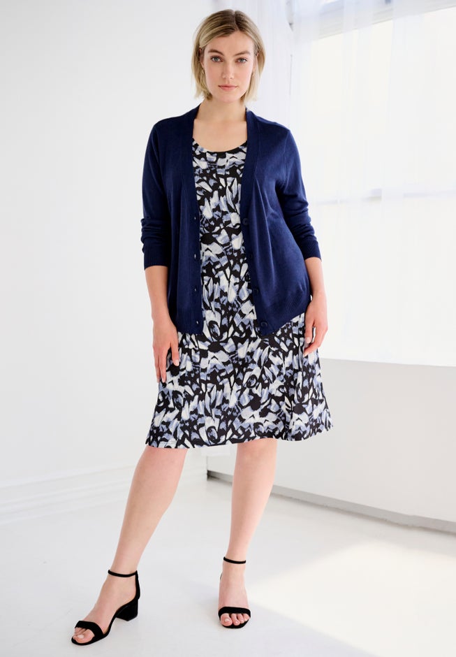 Sleeveless Knit Fit and Flare Knit Dress image number 1