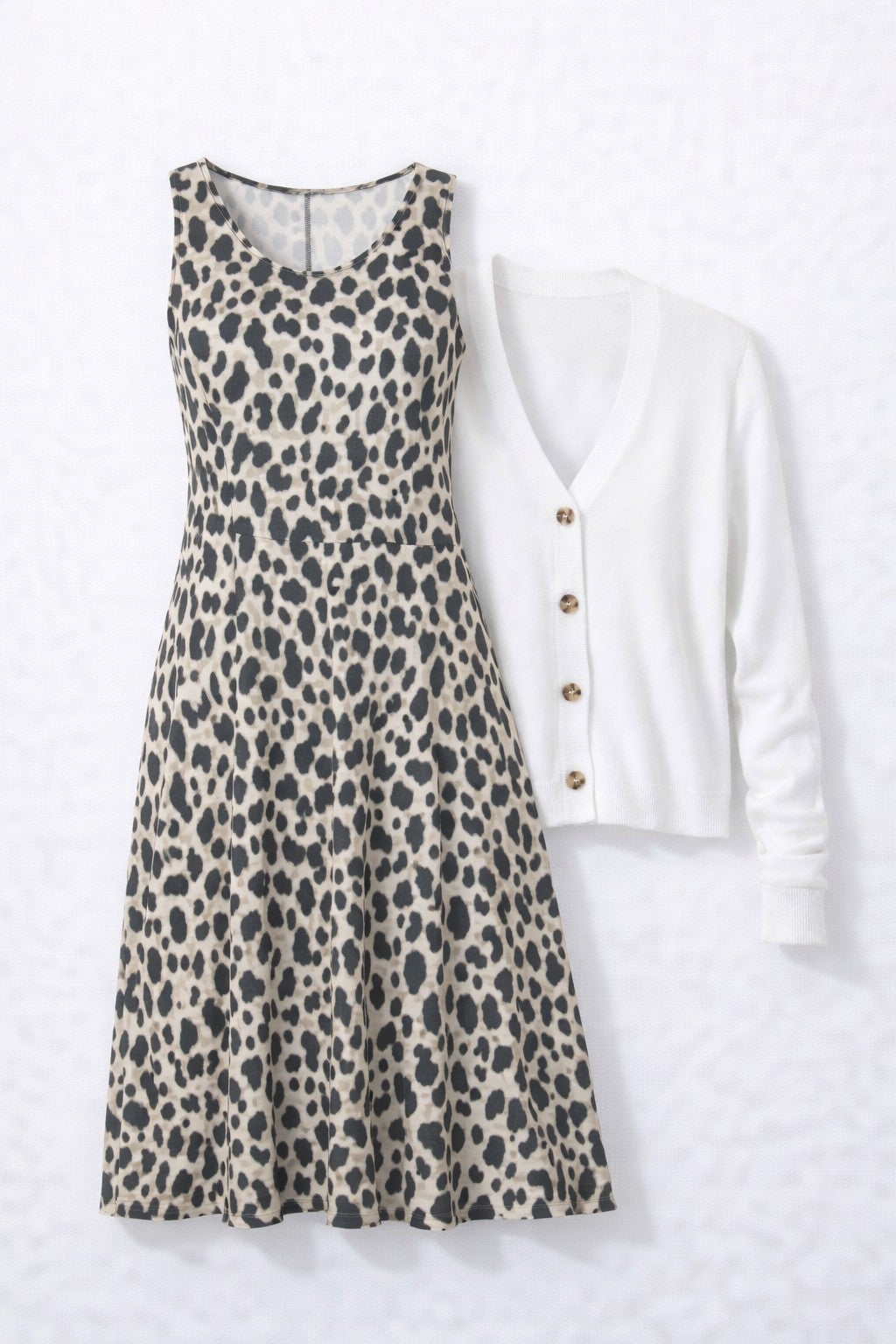 Stretch Jersey Knit Sleeveless Scoop Neck Fit and Flare Dress image number 2