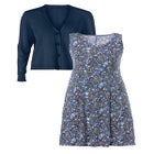 Stretch Jersey Knit Sleeveless Scoop Neck Fit and Flare Dress image number null