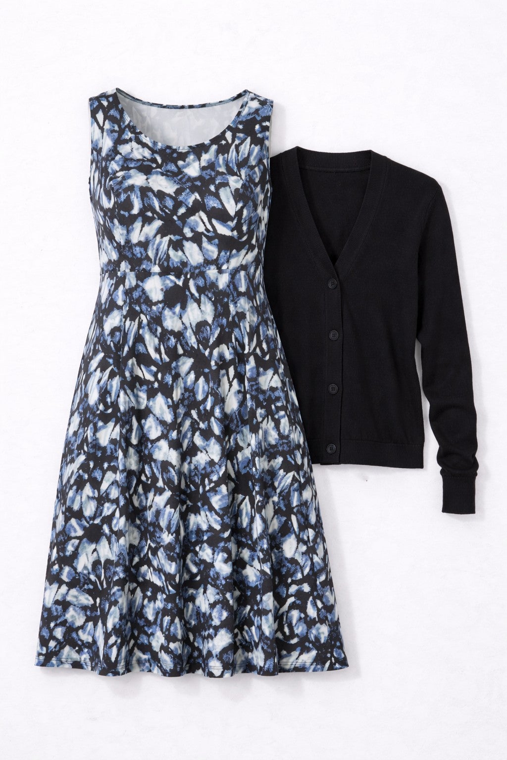 Stretch Knit Scoop Neck Sleeveless Fit And Flare Dress image number 2