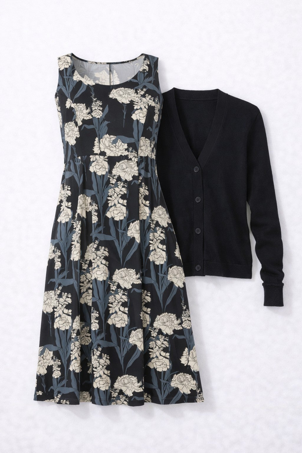 Stretch Knit Scoop Neck Sleeveless Fit And Flare Dress image number 2