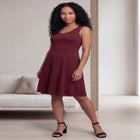 Stretch Jersey Knit Sleeveless Scoop Neck Fit and Flare Dress image number null