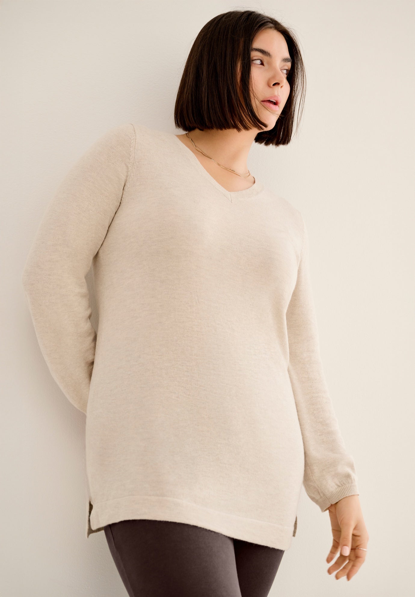 V-Neck Sweater Tunic image number 0