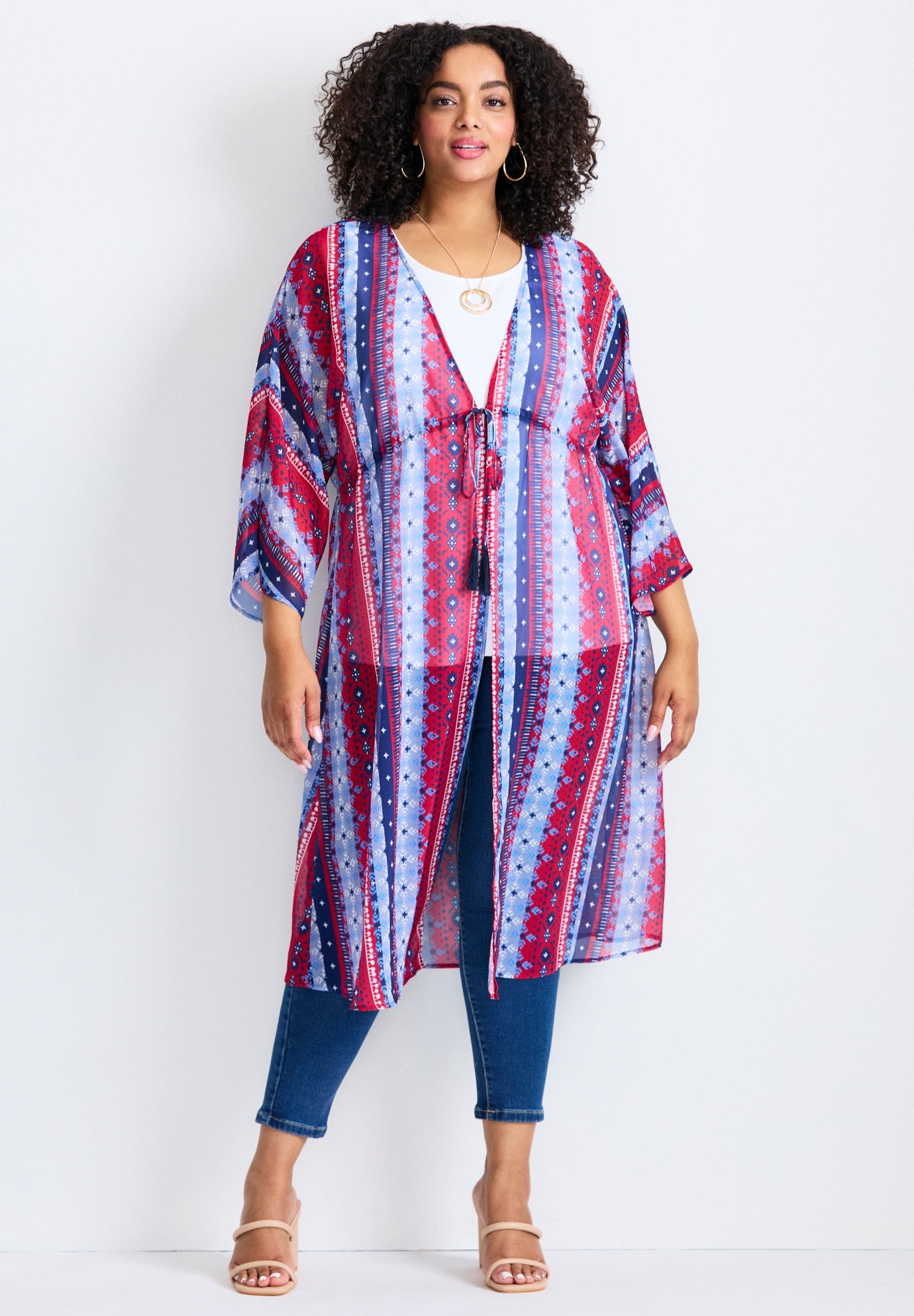 Tie-Front Duster Kimono image number 0