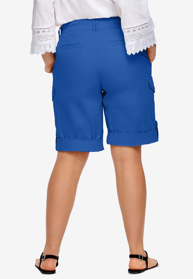 Stretch Mid-rise Cargo Convertible Bermumda Shorts image number 1