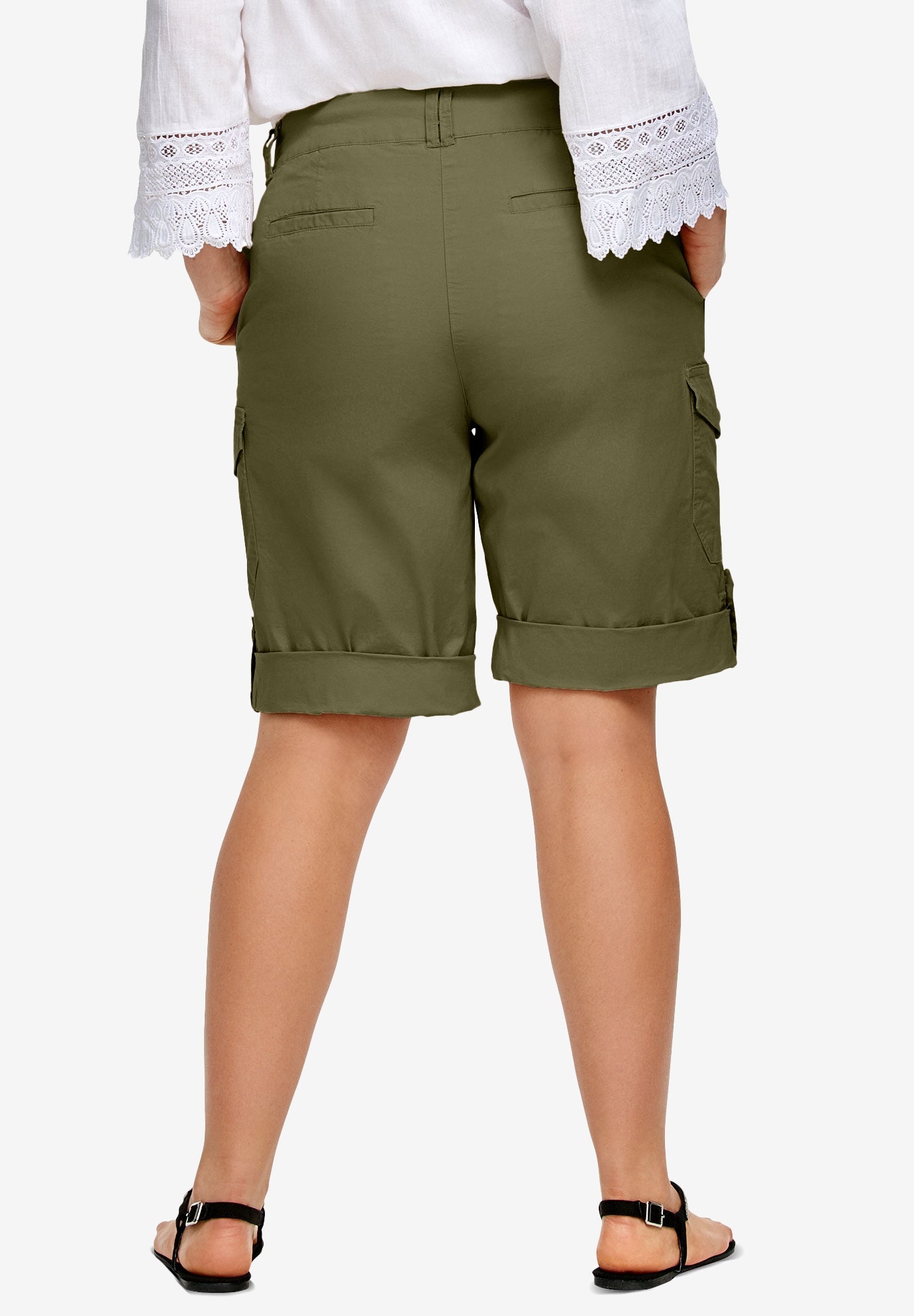 Stretch Mid-rise Cargo Convertible Bermumda Shorts image number 1