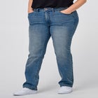 Mid-Rise Straight Stretch Jeans image number null