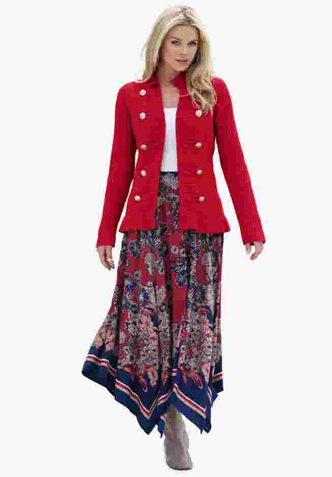 Plus Size Military-Inspired Ribbed Cardigan Sweater image number 3