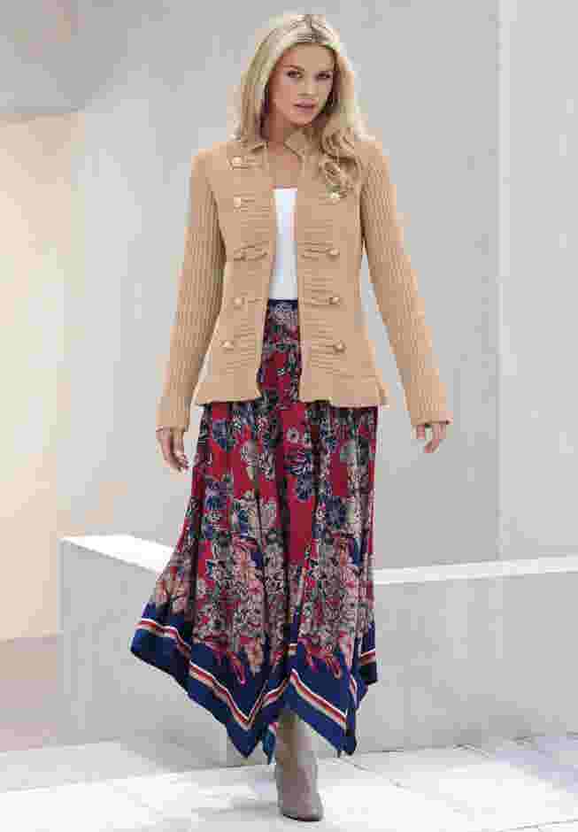 Plus Size Military-Inspired Ribbed Cardigan Sweater image number 4
