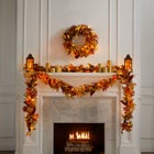 Pre-lit Harvest Daisy Staircase Swag image number null