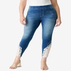 Plus Size 360&deg; Stretch Lace Applique Jean image number 0