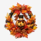 24" Pre-Lit Jack-O-Lantern Wreath image number null