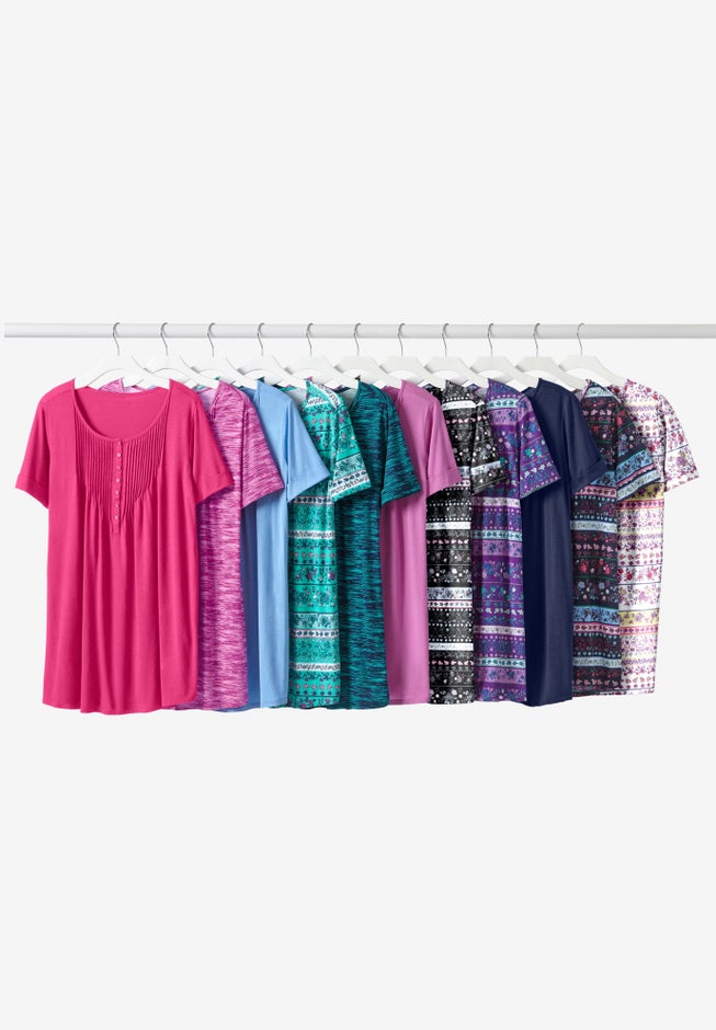 Short-Sleeve Pintucked Henley Tunic image number 4