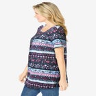 Short-Sleeve Pintucked Henley Tunic image number null