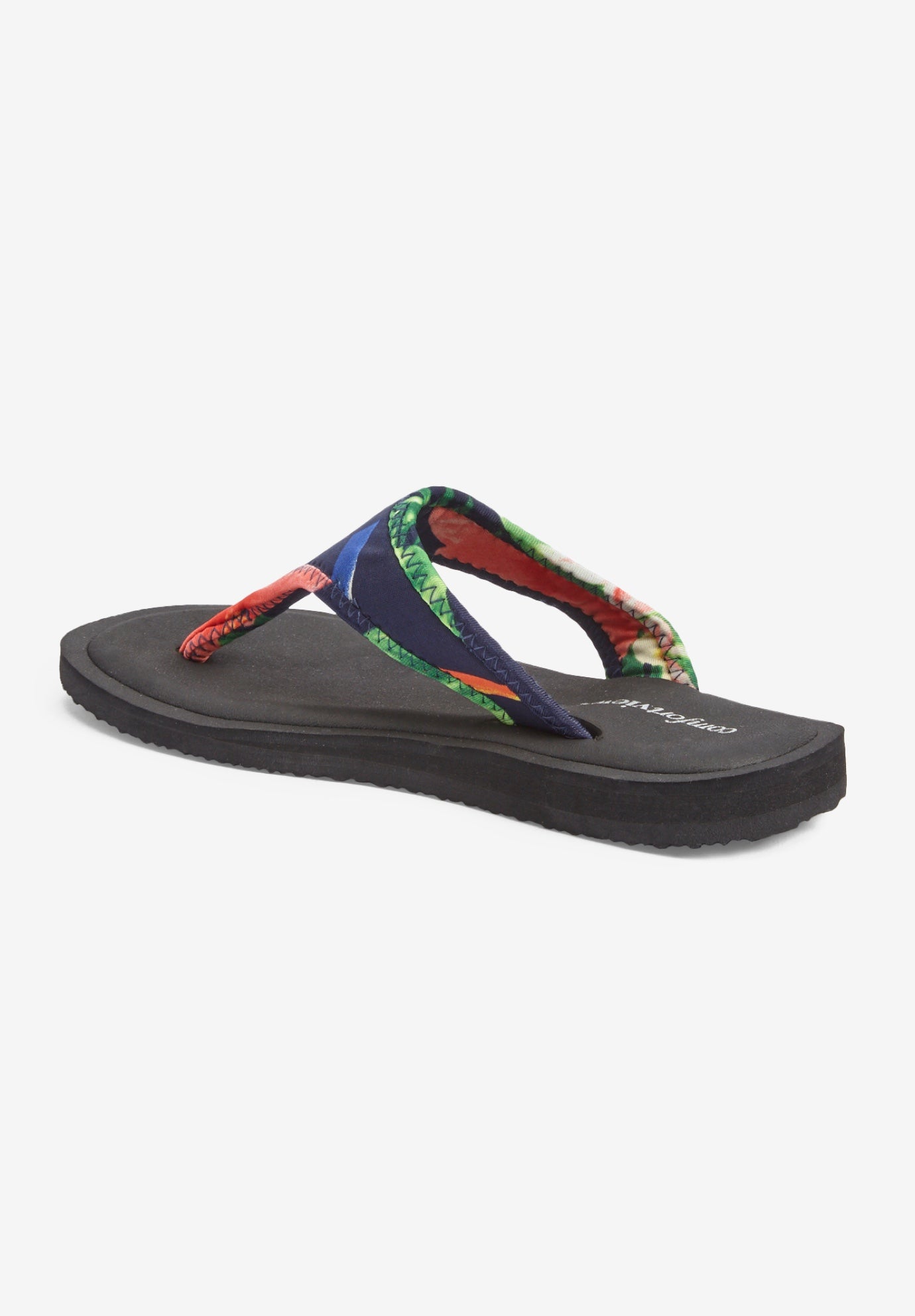 The Sylvia Stretch Fabric Soft Footbed Thong Slip On Sandal image number 1