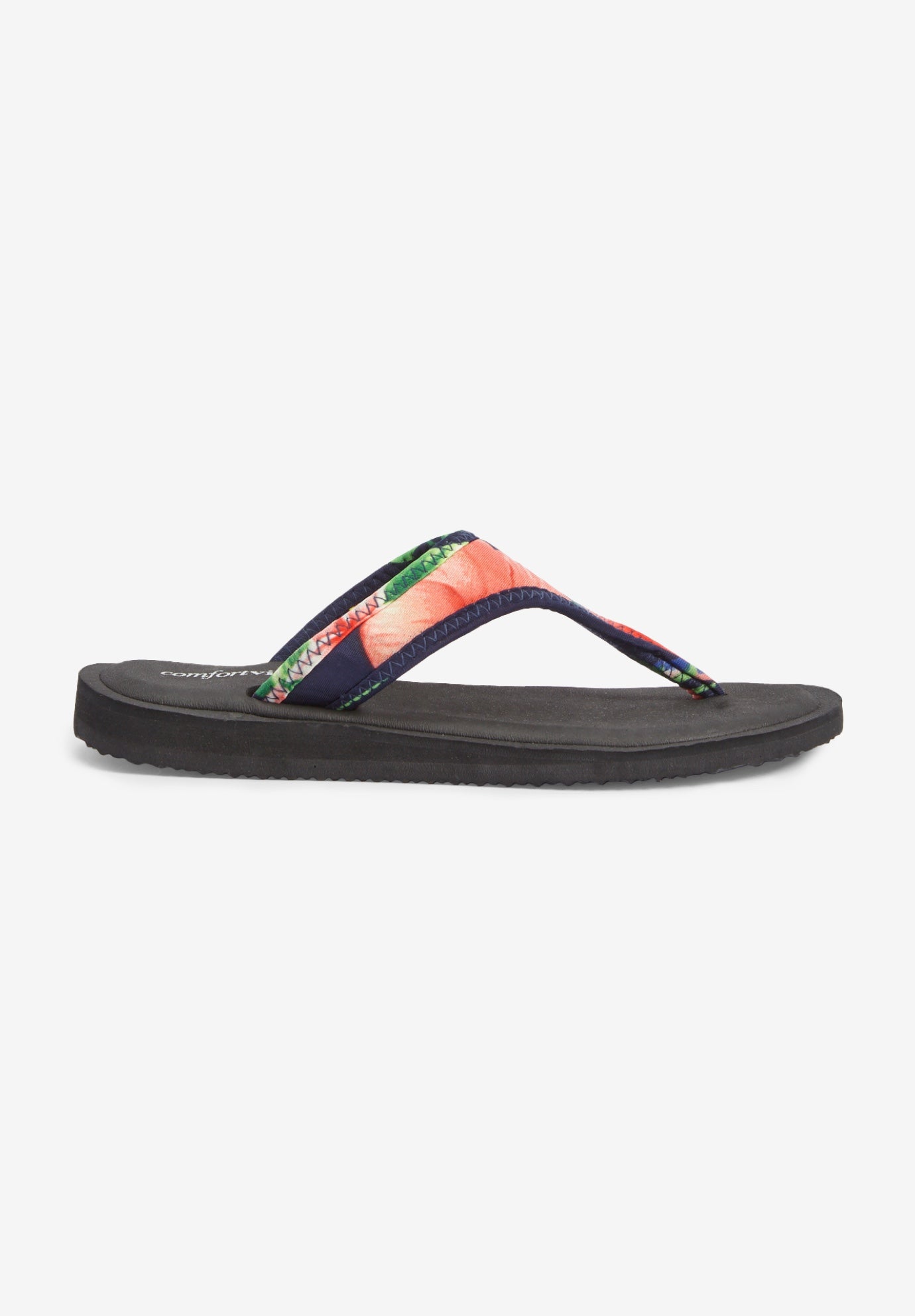 The Sylvia Stretch Fabric Soft Footbed Thong Slip On Sandal image number 3
